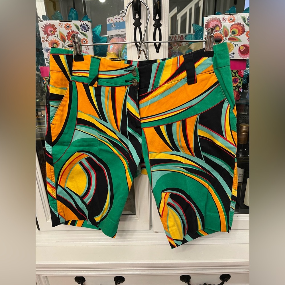 Loudmouth Green and Yellow Flat Front Golf Shorts 4